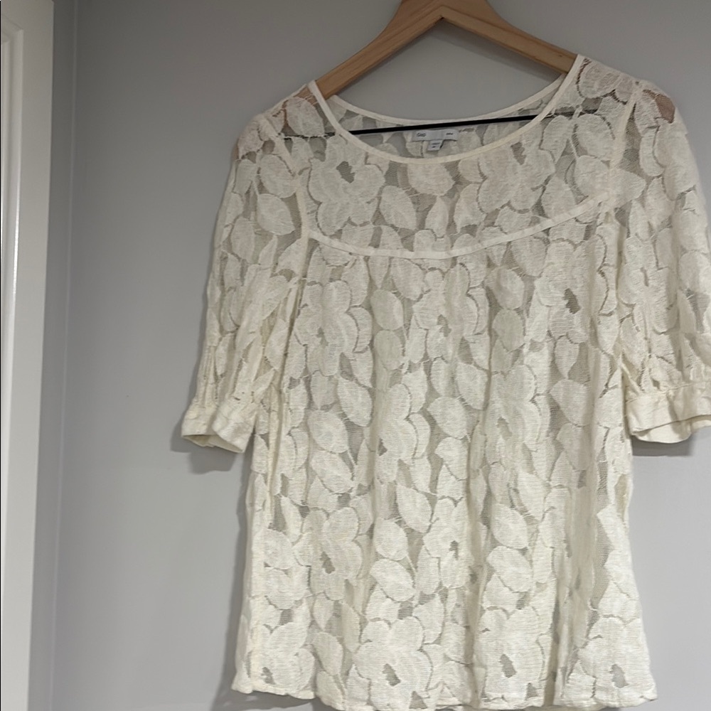GAP Cream Floral Lace Women's Blouse